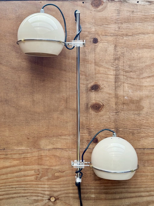Lampe murale vintage GEPO - Sphères crème ajustables - Design hollandais Mid Century - Luminaires des années 1970