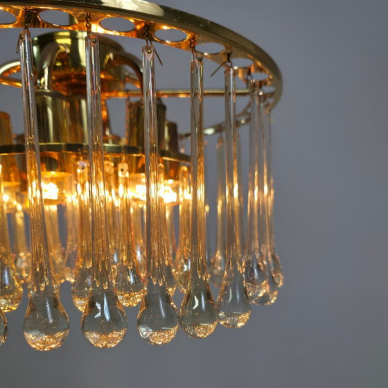 Image 1 of Vintage Palwa kroonluchter teardrop messing mid century