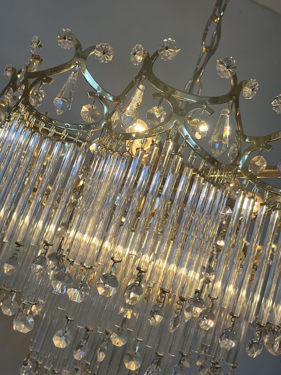 Image 1 of Art deco stijl hanglamp vintage kristallen staafjes bijzondere kwaliteit 