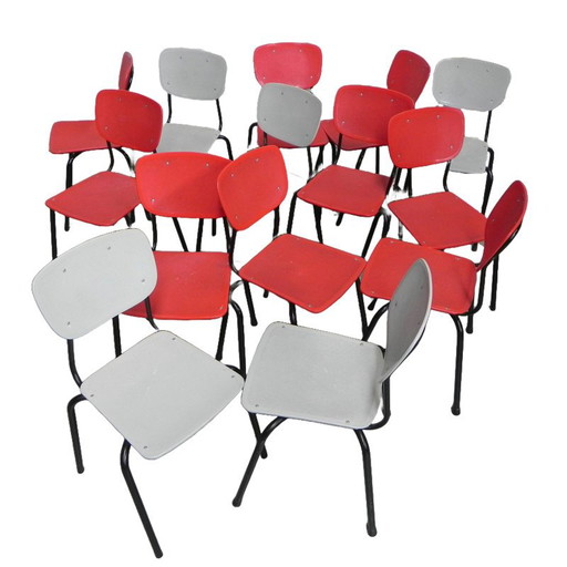 Vintage stapelbare stoel in rood of grijs, Nederland jaren 60
