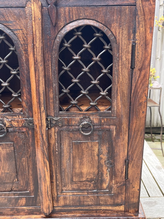 Image 1 of Rare cabinet français | Teck et fer forgé | 1950s