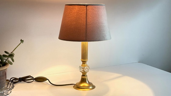 Image 1 of Lampada vintage in cristallo e metallo dorato