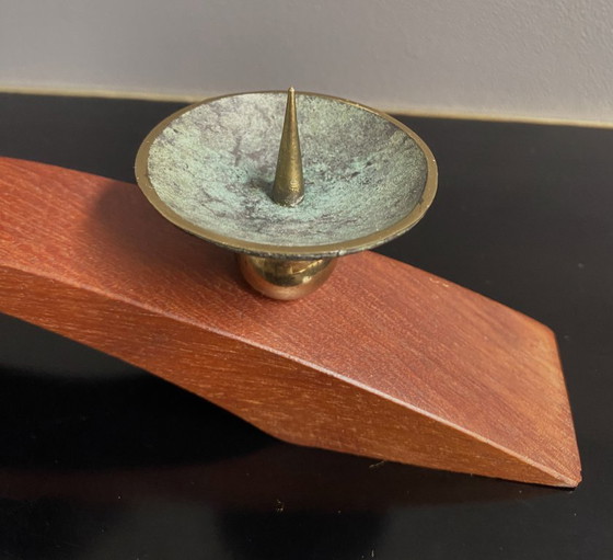 Image 1 of portacandele in teak e ottone