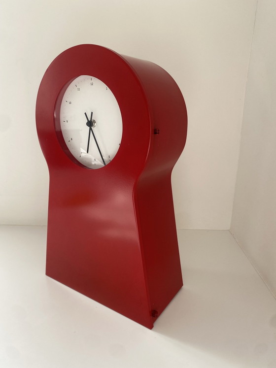 Vintage Keyhole Clock & Cabinet IKEA PS 1995 | Design: Thomas Eriksson | Red, Metal (photo 2 of 9)