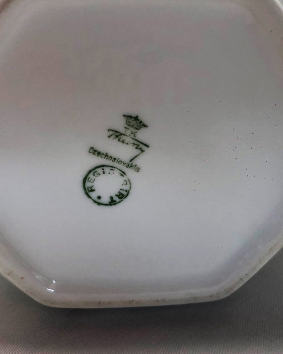 Image 1 of Vintage Thun Czechoslovakia Sugar & Creamer Set - Floral & Gold Trim - Circa 1970-1990