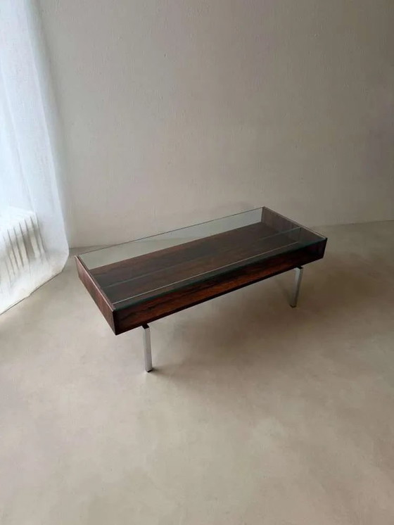 Image 1 of Tavolino da caffè vintage Topform in vetro, acciaio inossidabile e palissandro, anni '60