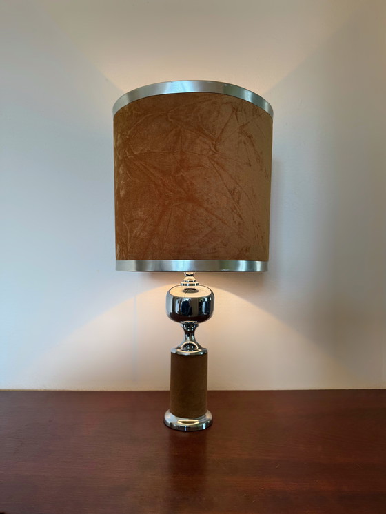 Image 1 of Velvet Chromed Metal Lamp 60s