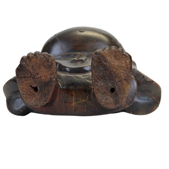 Budai Buddha che Ride in Legno – Diaspora Cinese / Sud-est Asiatico – Sculture, Wood (photo 6 of 6)
