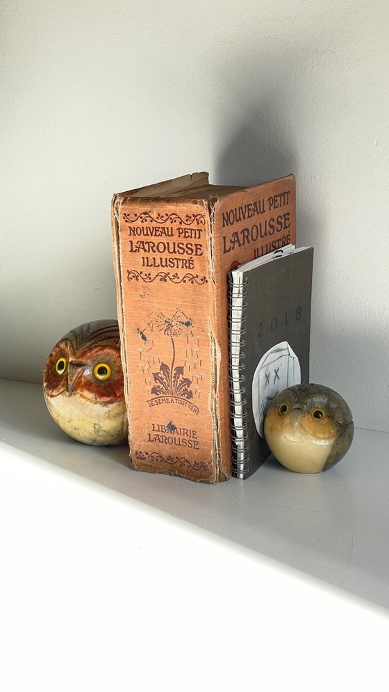 Image 1 of Fermalibri vintage a forma di gufo in marmo
