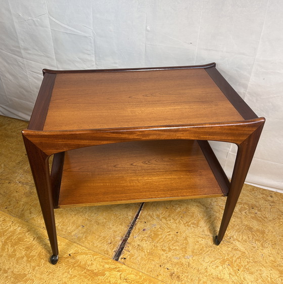 Image 1 of Mid Century Retro Vintage Teak & Afromosia serveerwagen - Deens ontwerp, jaren 1960