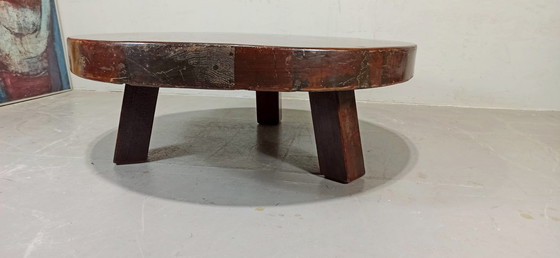 Image 1 of Vintage Wabi Sabi brutalist round coffee table 