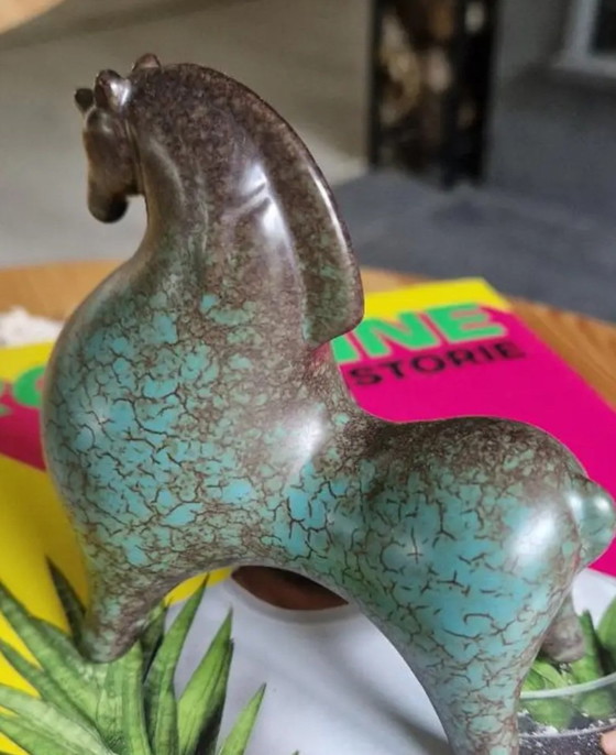 Image 1 of Figuras de caballos de cerámica estilizadas, juego de 2