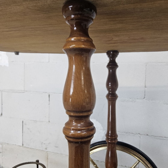 Vintage Italian Bar Cart (inlay work) romantic, Brass, Wood, Brown (photo 12 of 15)