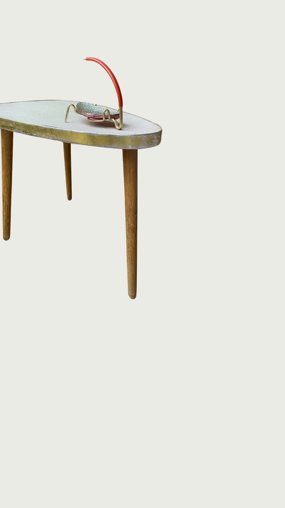 Image 1 of Small kidney-shaped table with ashtray from the 50s