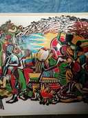 Pintura colorida sobre lienzo - África Verm. Masai
