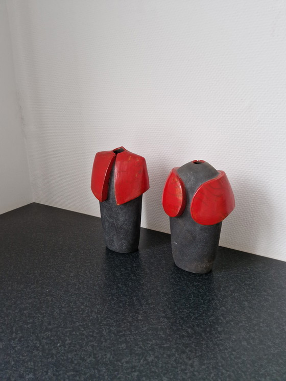 Image 1 of Koppel keramiek beelden/vazen - Hélène Van Dongen (1948)