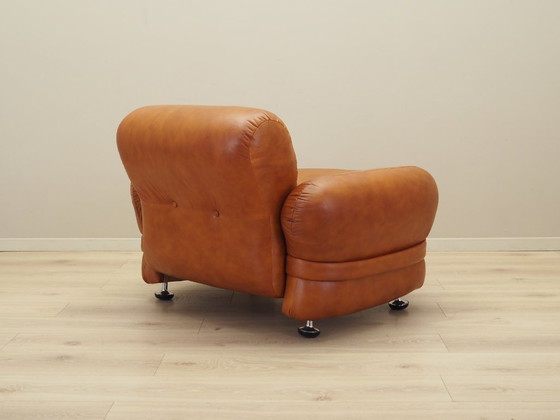 Image 1 of Fauteuil en cuir, design italien, années 1970, production : Italie
