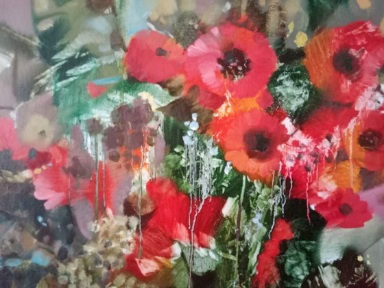Original Oil Painting Abstract Figurative Girl Flowers Morning Symphony – Paintings & Drawings, Canvas (photo 9 of 13)