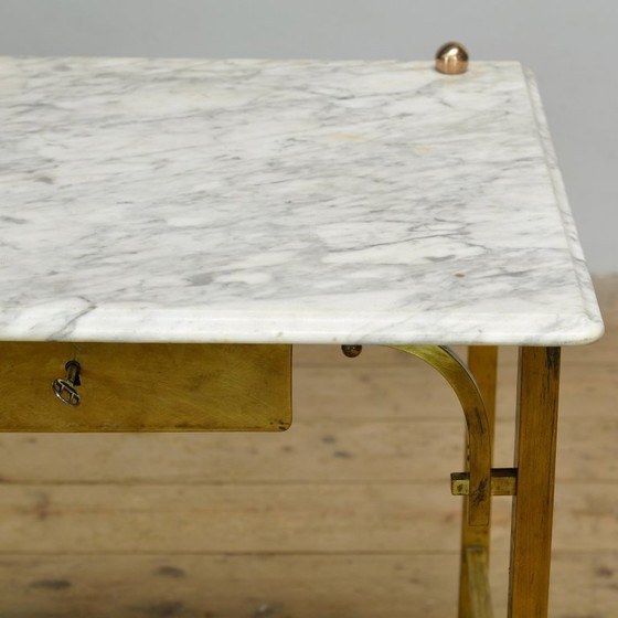 Image 1 of Tavolino in ottone con piano in marmo, circa 1910