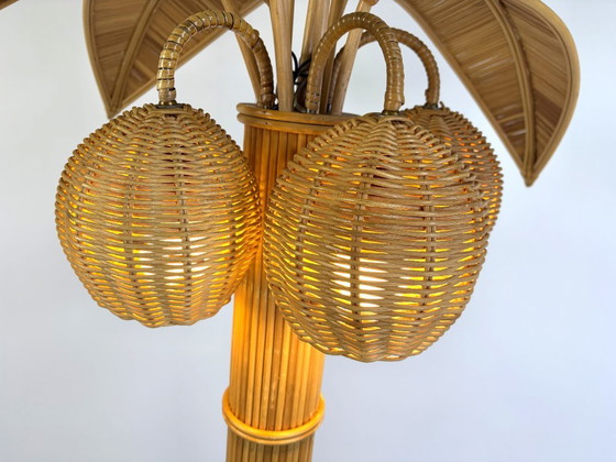 Lampada da terra vintage a palma, anni '70 - di Mario Lopez Torres, Lampade da terra, Rattan, Beige (foto 10 di 12)