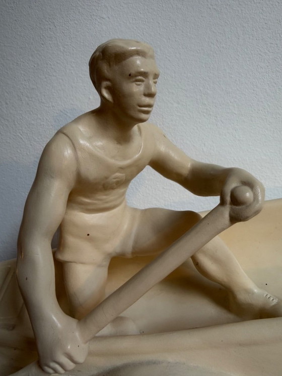 Jihokera Bechyne Sculpture Céramique Canoéiste Tchécoslovaquie 50 cm – Ceramic (photo 3 of 10)
