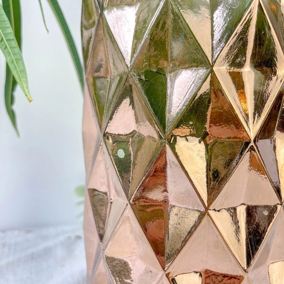 Vintage Glass Vase with Rose Gold Gradient Geometric Pattern (photo 5 of 12)