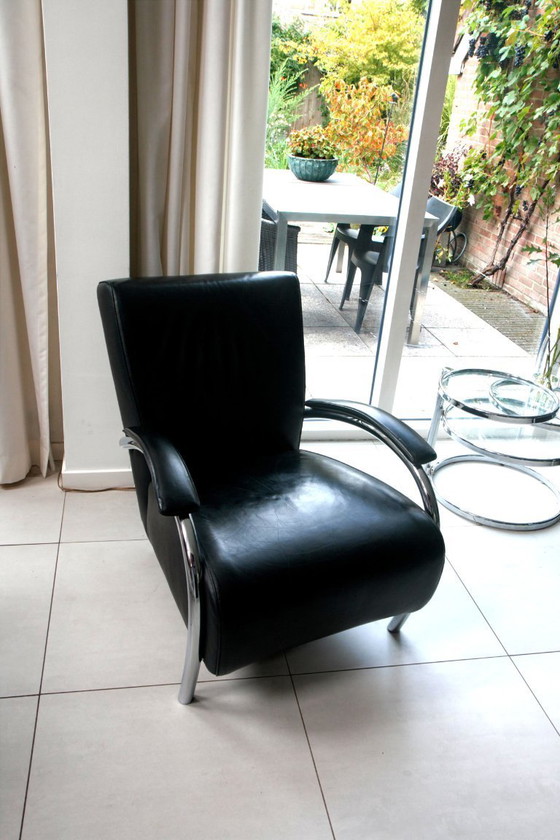 Image 1 of Zwei Molinari-Sessel, Modell Accademia, schwarzes Leder