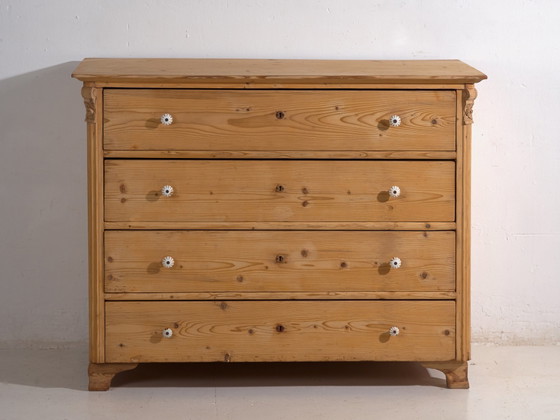 Antique solid pine chest of drawers – Carved rustic European dresser – circa 1900 (photo 33 of 40)