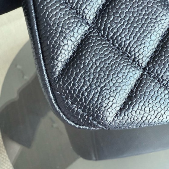 Image 1 of Chanel Seasonal Flap Bag - Caviar Quilted Medallion Soul Black Caviar Gold Hardware Microchip