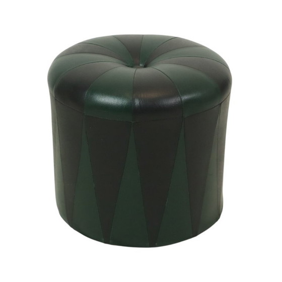 Image 1 of Vintage Green Black Pouf