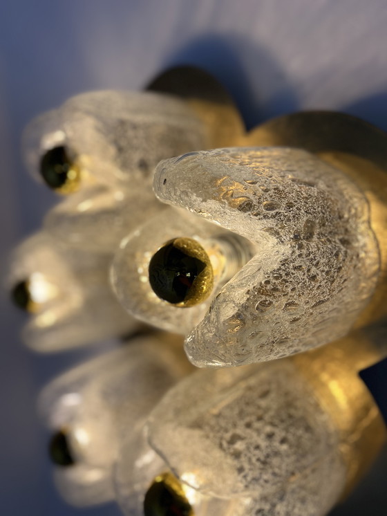 Image 1 of Appliques vintage en laiton et verre de cristal de glace, Doria Leuchten '70