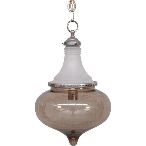 Vintage glass pendant lamp, France 1930s