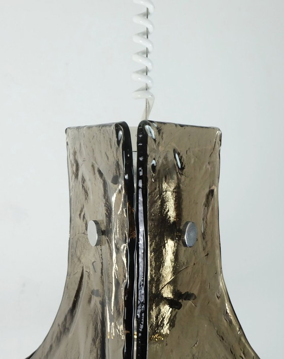 Image 1 of grande y pesada lampara colgante kalmar franken mid century ice glass lamp