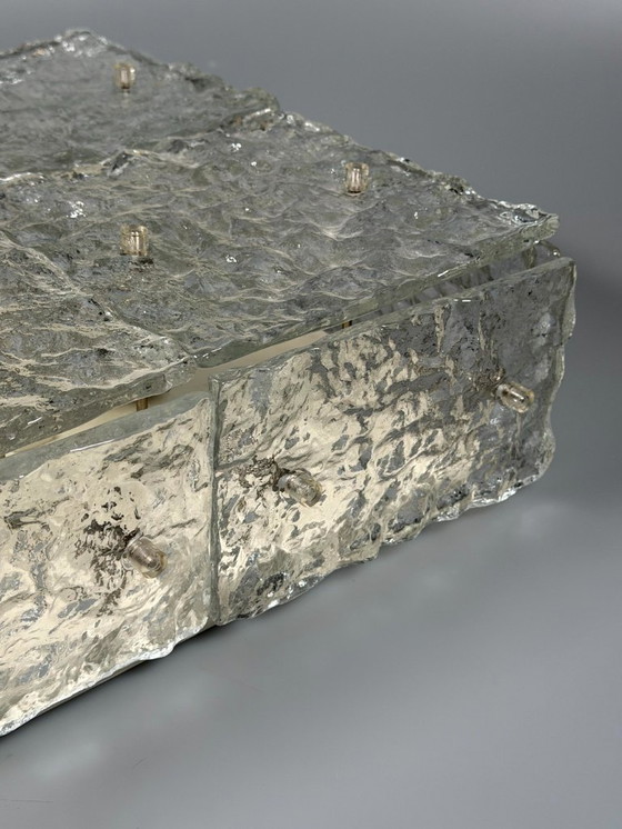 Image 1 of 60er 70er Jahre Ice Glas Plafoniere Flush Mount von Kalmar Franken KG Österreich