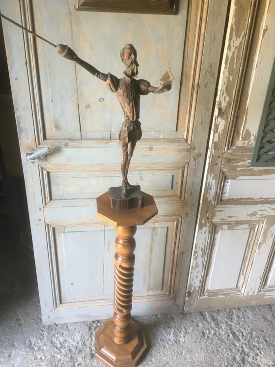 Arnés de cerezo torneado – Columnas, Wood, Vintage (photo 7 of 7)