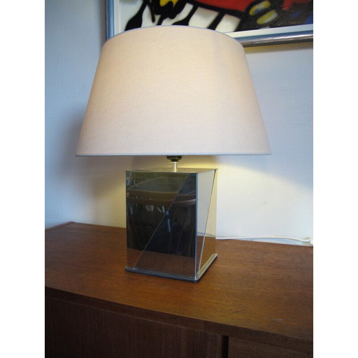Lámpara de mesa vintage de acero y latón, 1970