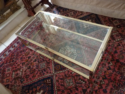 TAVOLINO DA CAFFÈ IN VETRO E OTTONE