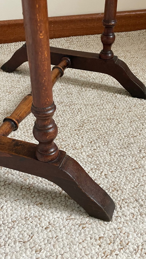 Image 1 of Antique Turned Wood Bedside Table