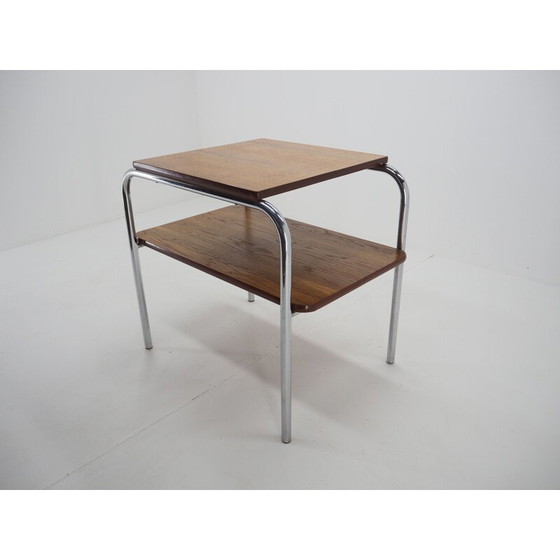 Image 1 of Vintage wooden and chrome console