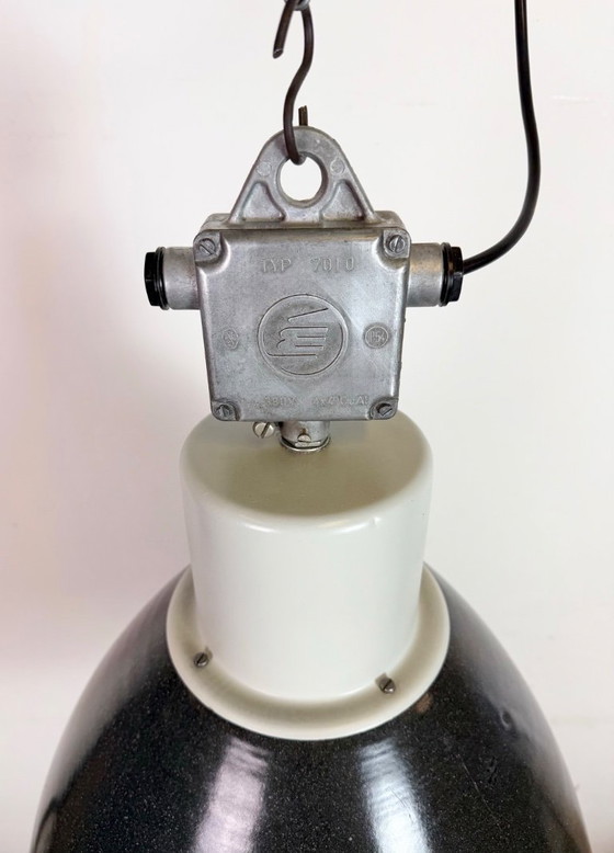 Image 1 of Große industrielle Emaille-Fabrik-Hängeleuchte von Elektrosvit, 1960er Jahre