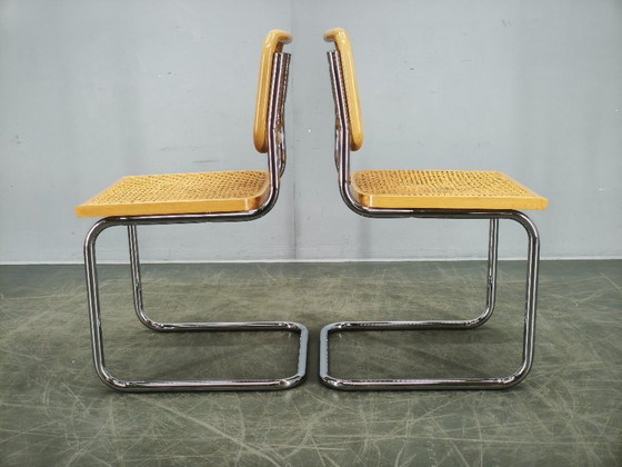 Image 1 of Ein Paar italienische Cesca-Freischwingerstühle nach Marcel Breuer, 1970er Jahre