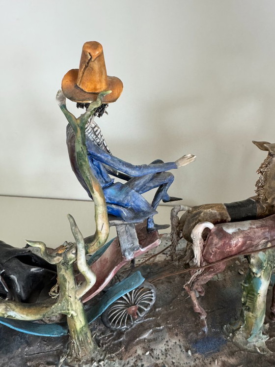 T. Morello "La Dama e il Cocchiere" (Die Dame und der Kutscher), Bildhauerei, Keramik, Andere, Braun (Foto 12 von 15)