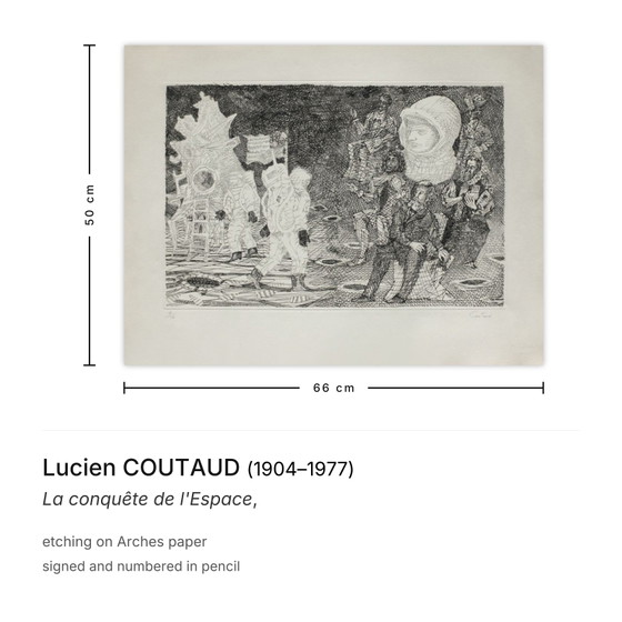 Lucien COUTAUD Signed Etching La Conquête De L'Espace – Lithographies et sérigraphies, Paper (photo 3 of 5)