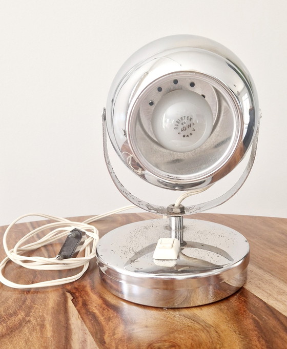Image 1 of Pair of Space Age Style Chrome Lamps 1960