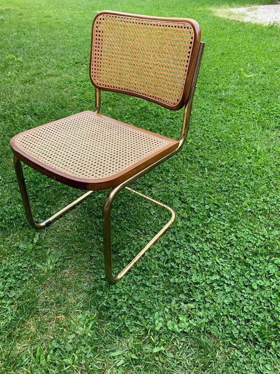 1/8, Mid-Century Modern Italian Marcel Breuer B32 Cesca Chair, 70s – Adjustable recliner chair, Metal, Brass (photo 5 of 6)