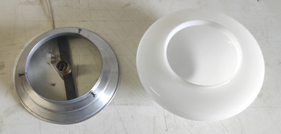 Image 1 of Bauhaus style ceiling or wall light with XL opaline globe shade - mid-20th century