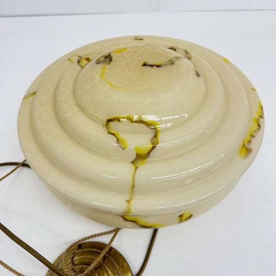 Image 1 of art deco hanglamp marmer glas , 1950s