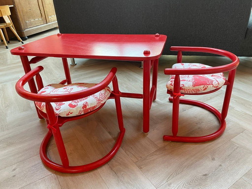 Ikea Anna set by Karin Mobring / Otto Nielsen - table enfant + 2 chaises & coussins d'origine