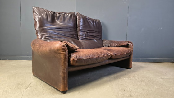 Image 1 of Canapé Maralunga en cuir par Vico Magistretti pour Cassina, 1970