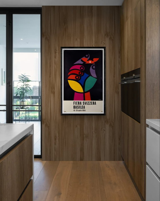 Fiera Svizzera Basilea – 1955 Original Vintage Exhibition Poster by Donald Brun – Mid-Century Modern – 102x64 (photo 2 of 8)